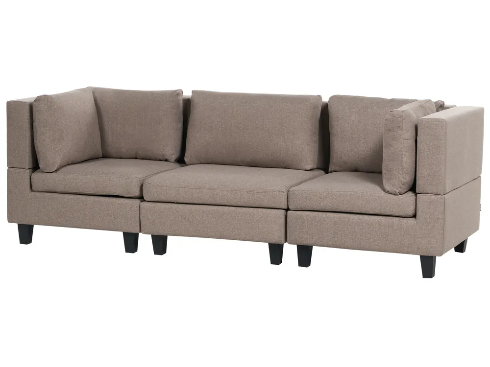 Modular Sofa 3 Seater UNSTAD Fabric Brown_891260