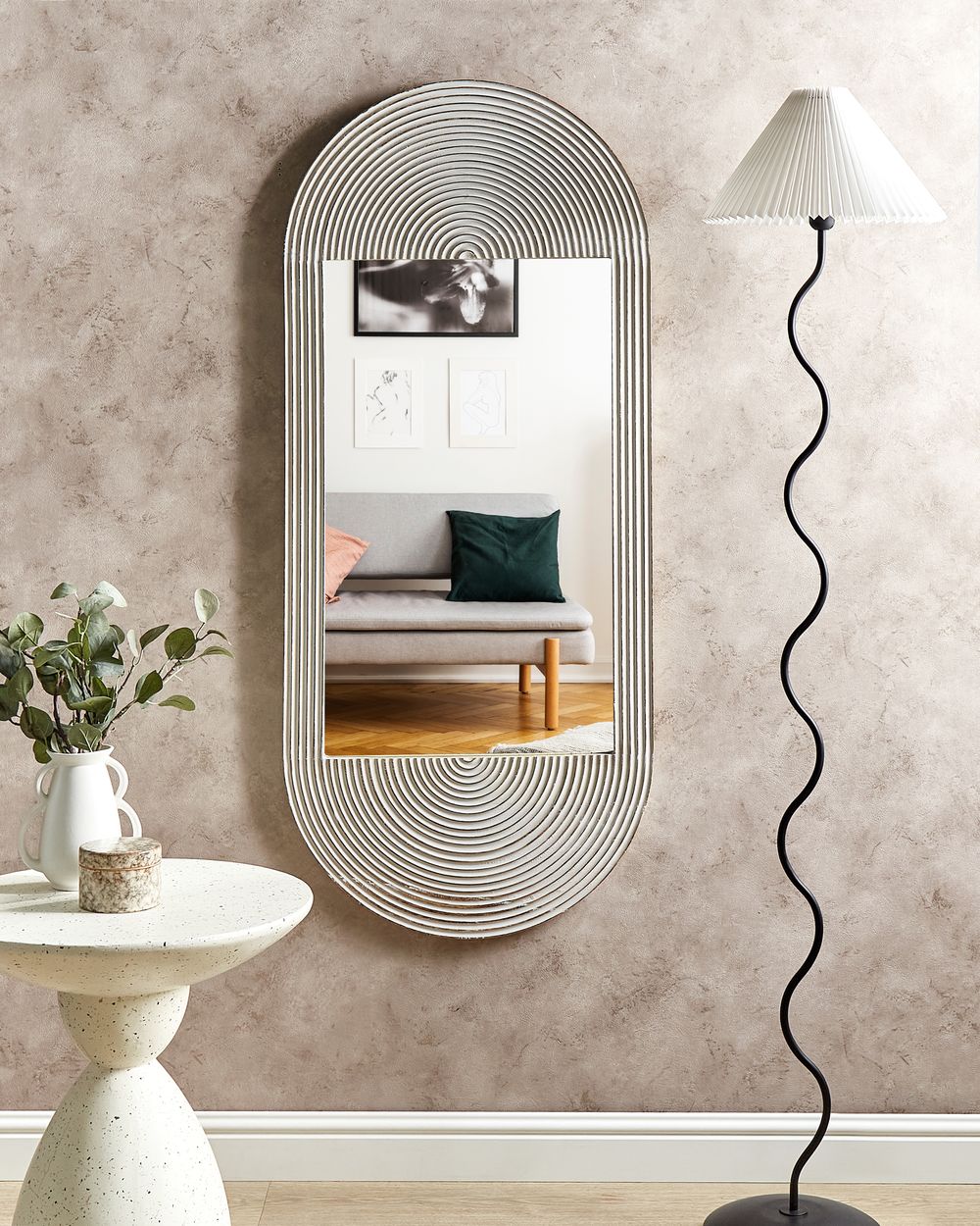 Wall Mirror BRIANT 56 cm 130 cm Mango Wood White
