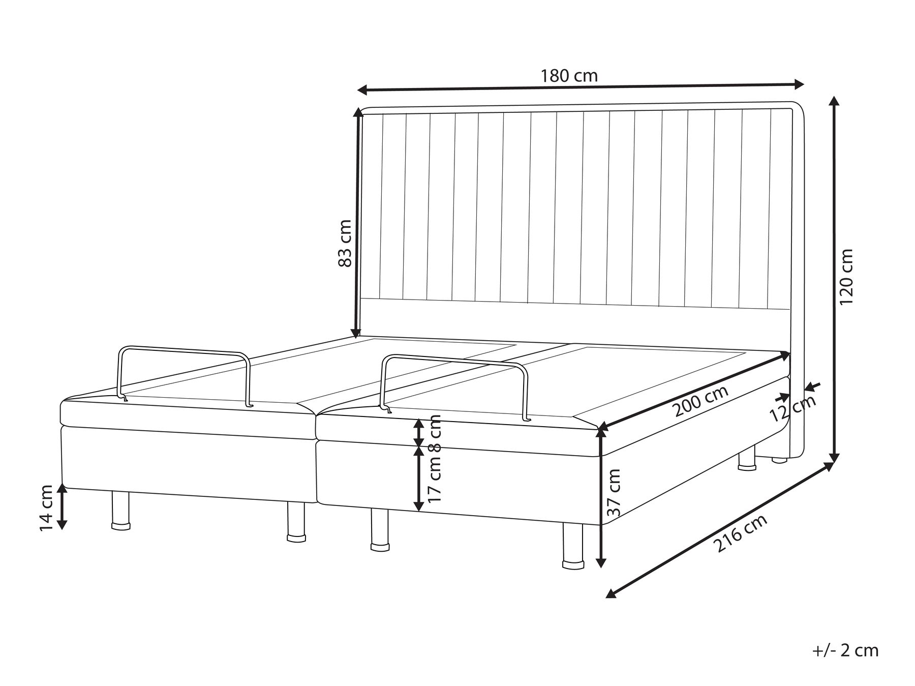 Bett verstellbar Stoff DUKE II 180 x 200 cm Beige_989049