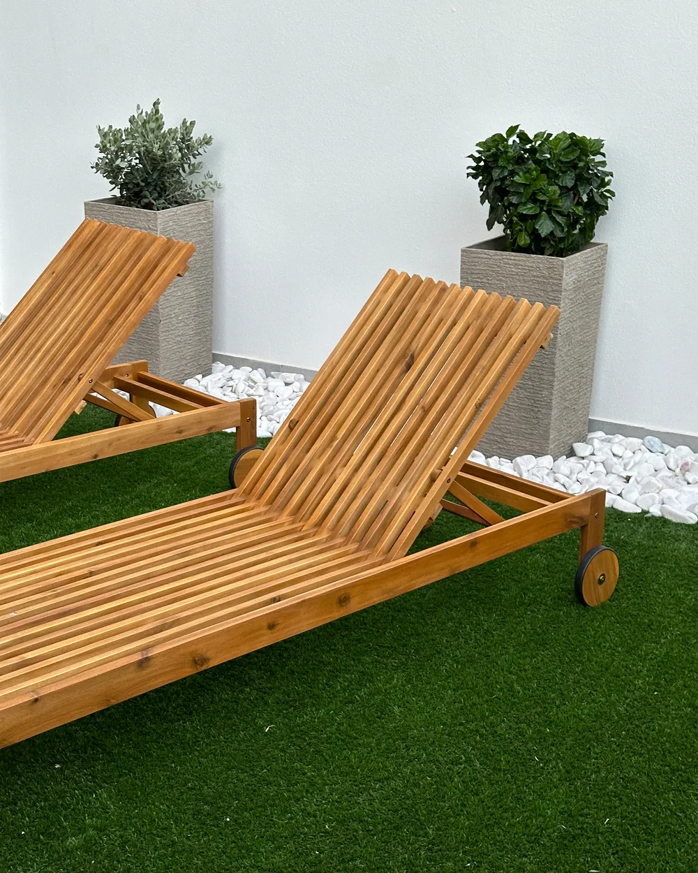 Sun Lounger BELLANO Reclining Acacia Wood Brown_946563