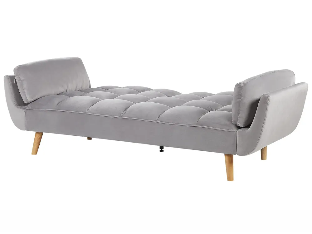 Schlafsofa 3-Sitzer ASBY Samtstoff Hellgrau_788068