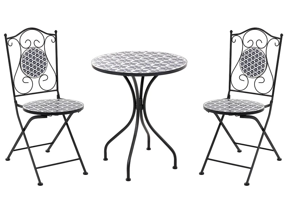 Bistro Set SIROLO Metall Weiß / Blau