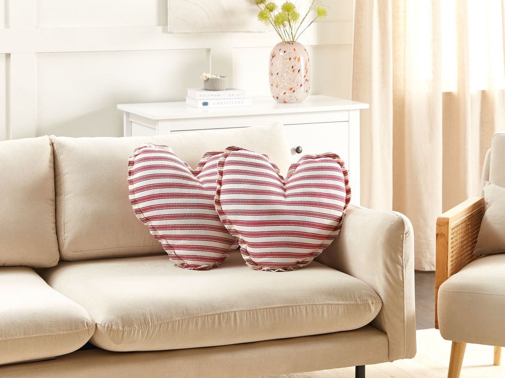 Set van 2 sierkussens RUBIA 45 x 45 cm Katoen Rood gestreept
