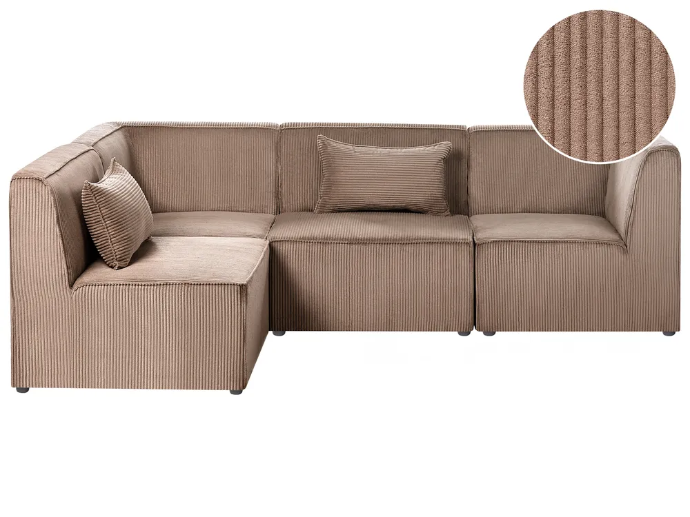Modul Ecksofa 4-Sitzer LEMVIG Cord Dunkelbeige rechtsseitig