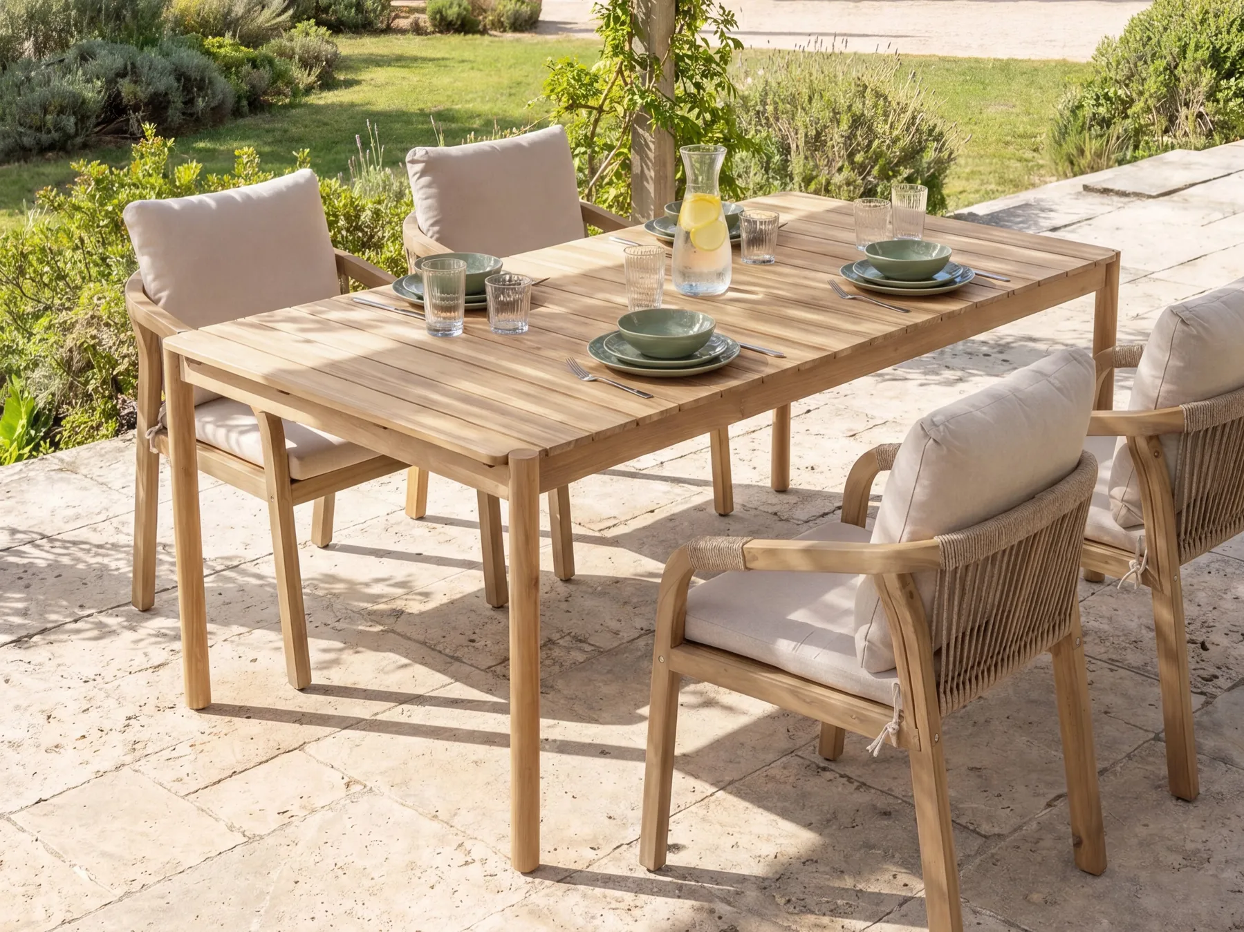 Gartentisch MANADO 180 cm 100 cm Akazienholz Hellbraun_1086585