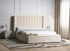 Bett mit Stauraumbank NOYERS Samtstoff Cremeweiß 160 x 200 cm