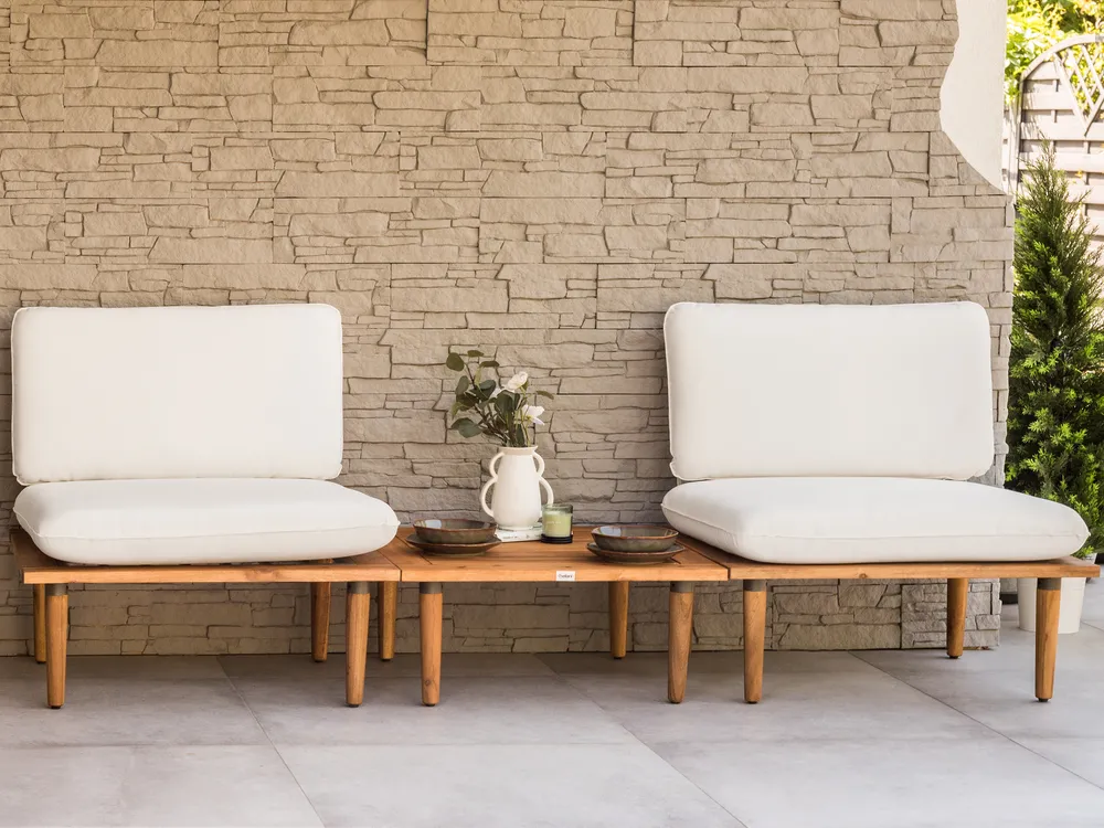 Lounge Set mit Tisch 2-Sitzer FRASCATI modular zertifiziertes Akazienholz Cremeweiß_924759