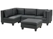 Modular Corner Sofa 4 Seater UNSTAD with Ottoman Faux Leather Black Right Hand_936676