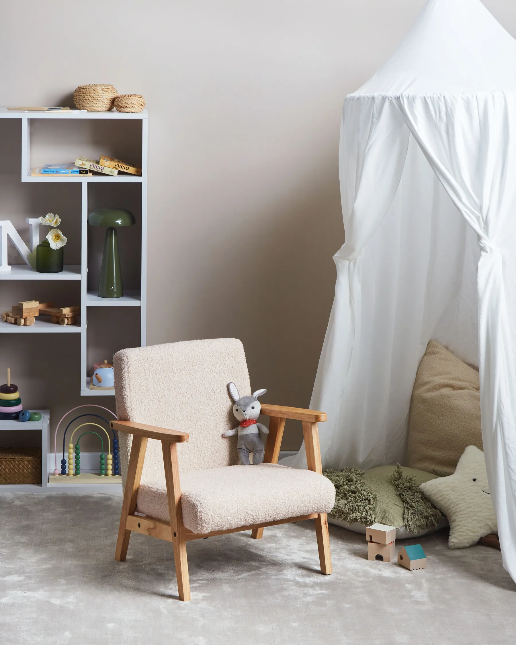 Kids Armchair LINDE Boucle Light Beige_989283