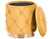 Set of 2 Storage Pouffes PUEBLO Velvet Mustard_1185952