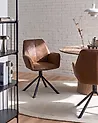 Esszimmerstuhl 2er Set drehbar WARNER Kunstwildleder Braun