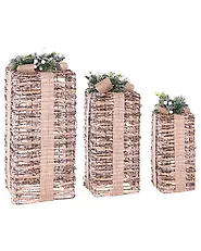 Weihnachtsdekoration 3er Set LED VALKAMA 54/45/30 cm Weihnachtsgeschenke Braun_1179477