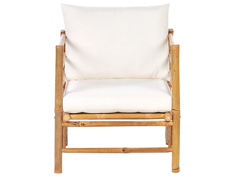 Lounge Set mit Tisch 5-Sitzer CERRETO linksseitig Bambus Cremewei -  Beliani.de