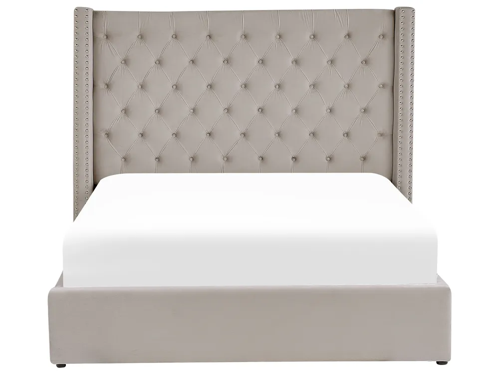 Bett mit Stauraum LUBBON Samtstoff Hellgrau 160 x 200 cm_833911