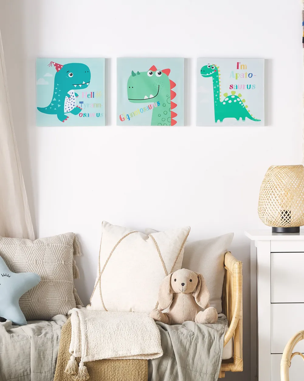 Leinwand 3er Set BINGUI 30 x 30 cm Kindermotiv Bunt