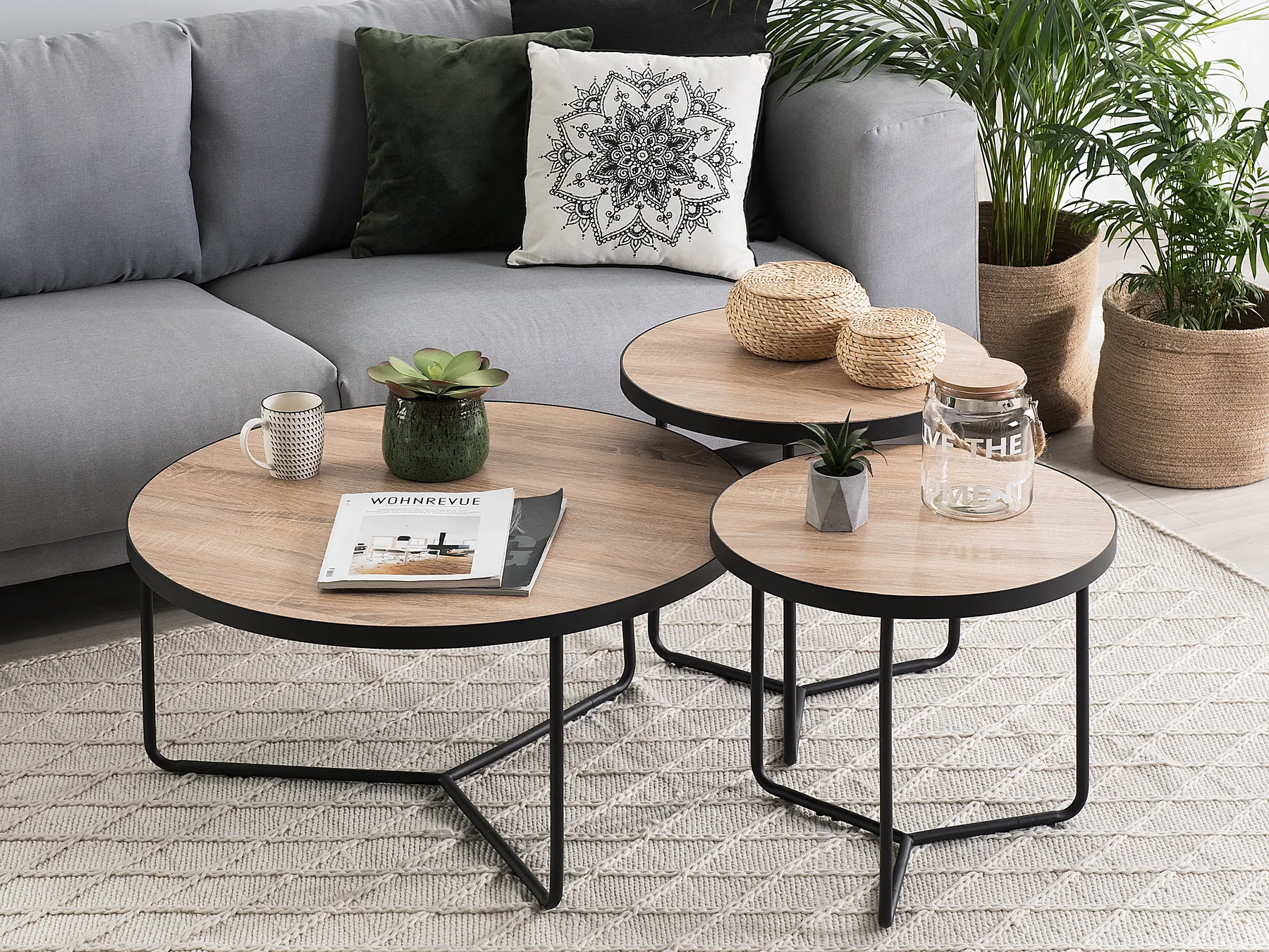 Couchtisch 3er Set MELODY Hellbraun_744226