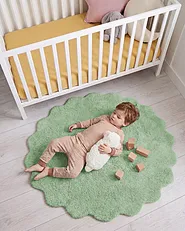 Kids Rug ANEGUNDI  Green ø 120 cm Cotton with Cushion_1135052