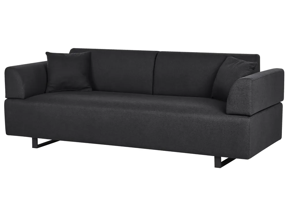 Sofa 3 Seater SOKNA with Tables Fabric Black_952870