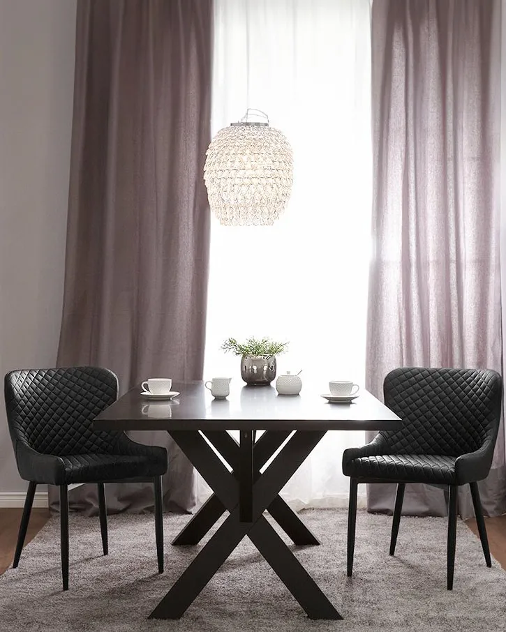 Esszimmerstuhl 2er Set SOLANO Kunstleder Schwarz