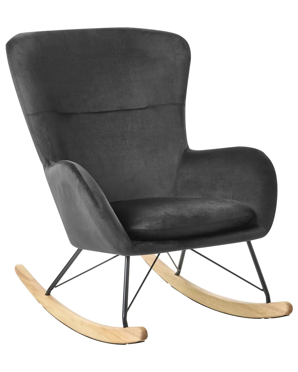 Beliani Black Velvet Rocking Chair Beliani Classic Velvet Living