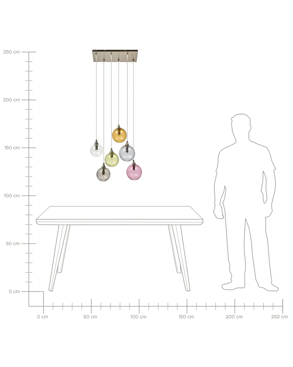 6 Light Pendant Lamp TUDDI Glass Multicolour_1033894