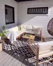 Lounge Set mit Tisch 6-Sitzer CERRETO Bambus Cremeweiß_951413