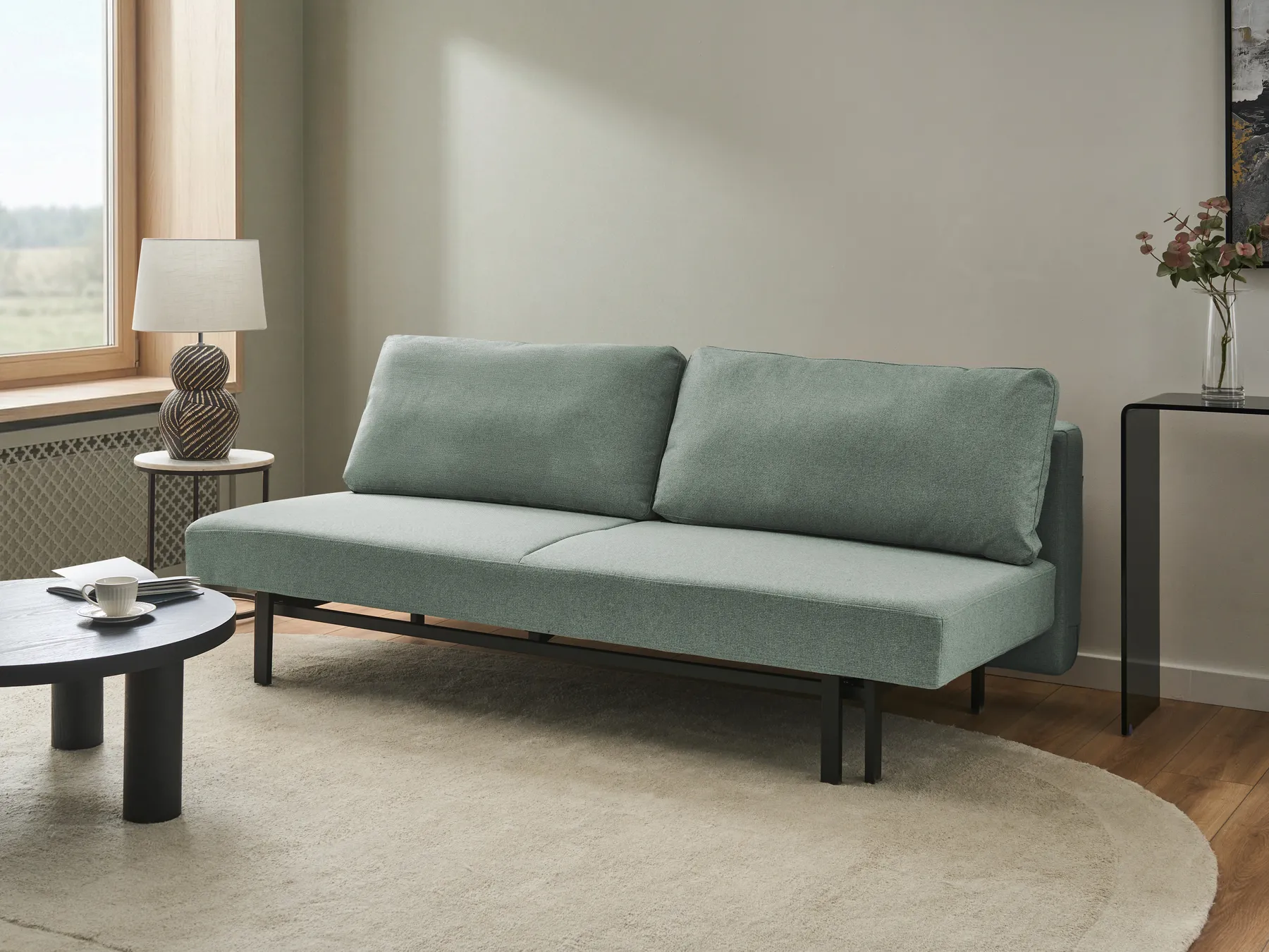 Schlafsofa 3-Sitzer ROYKKA Stoff Hellgrün_1071571
