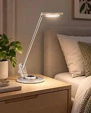 LED Schreibtischlampe CORVUS mit Dimmer Metall Weiß / Silber_1182631