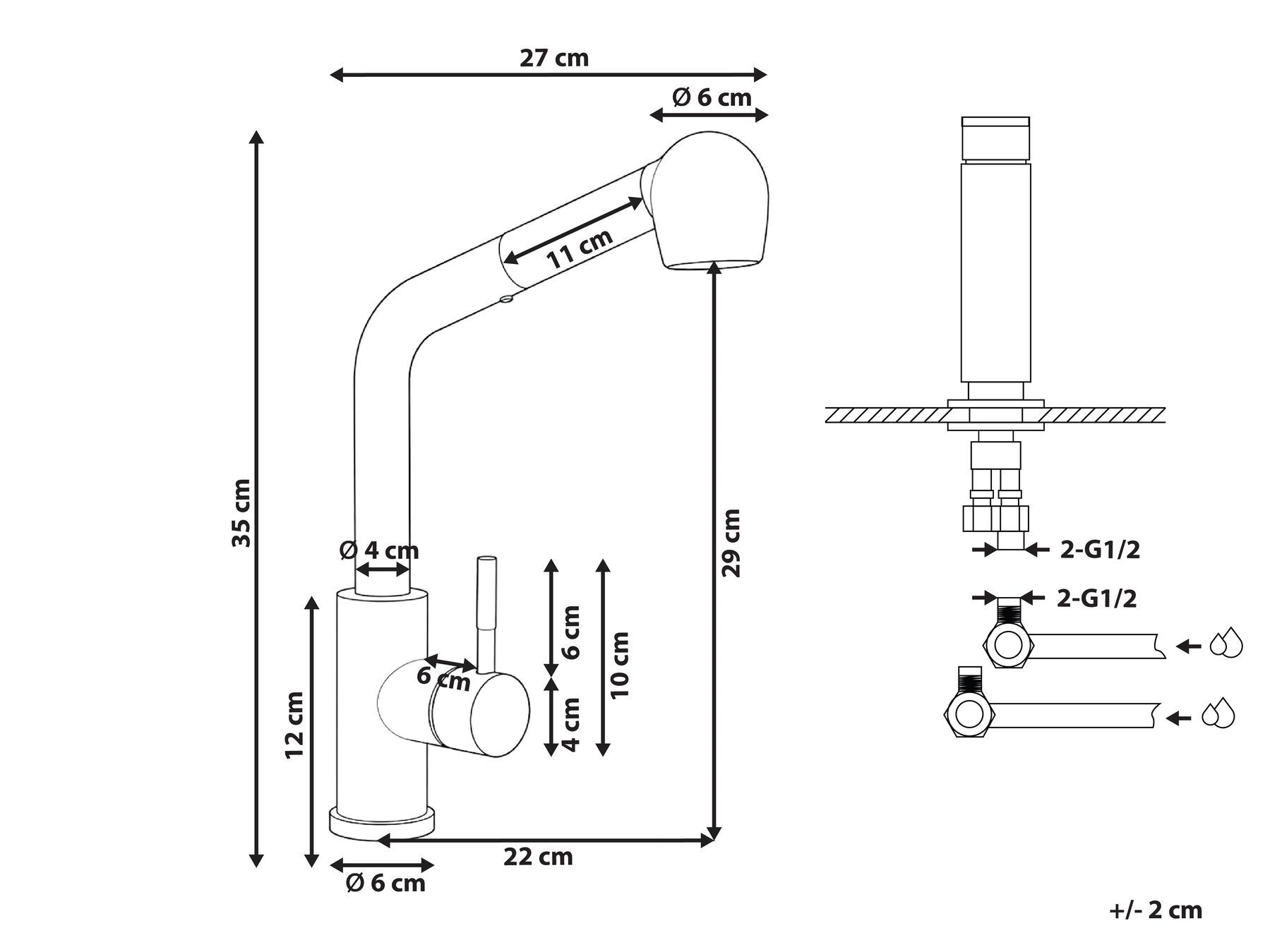 Kitchen Pull Out Tap WICHABAI Silver_1098817