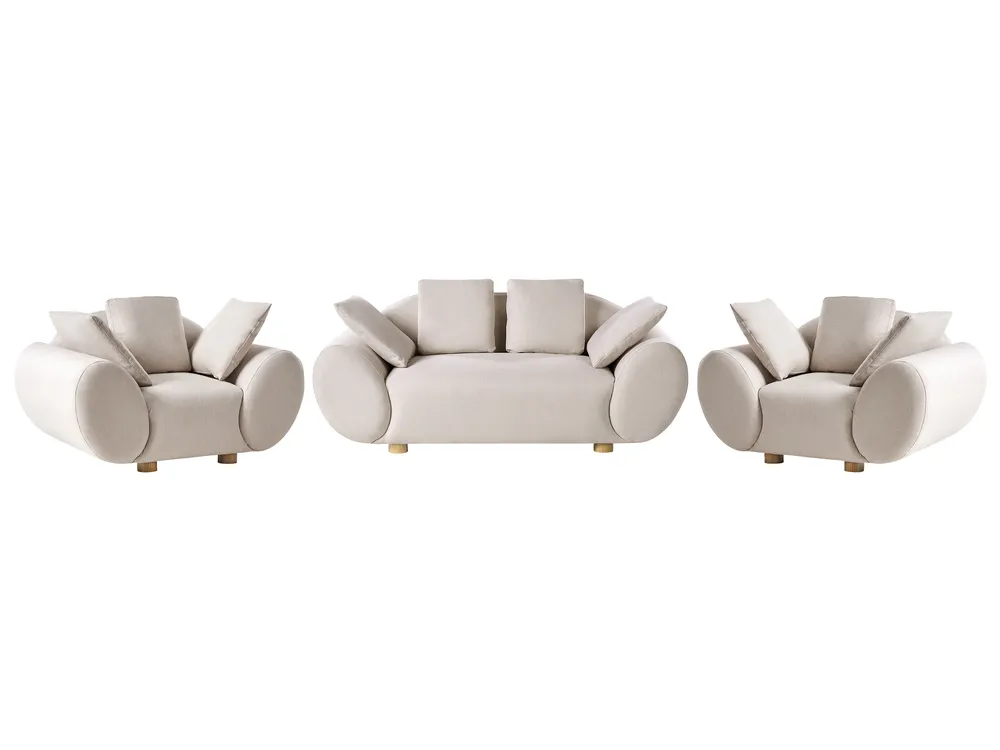 Sofa Set 4-Sitzer RINGEL Stoff Hellbeige