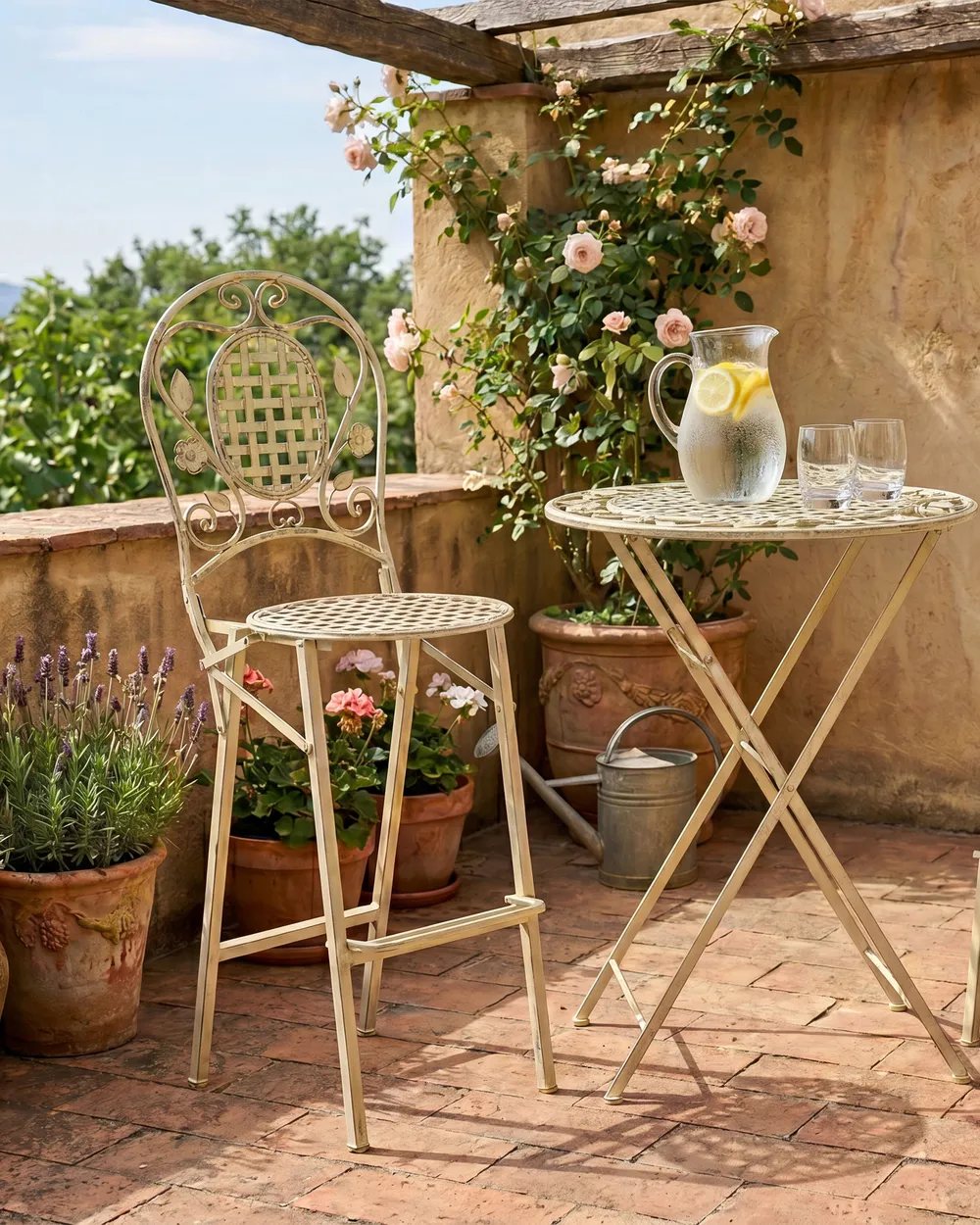 Garten-Barhocker 2er Set BIVIO klappbar Metall Hellgrün