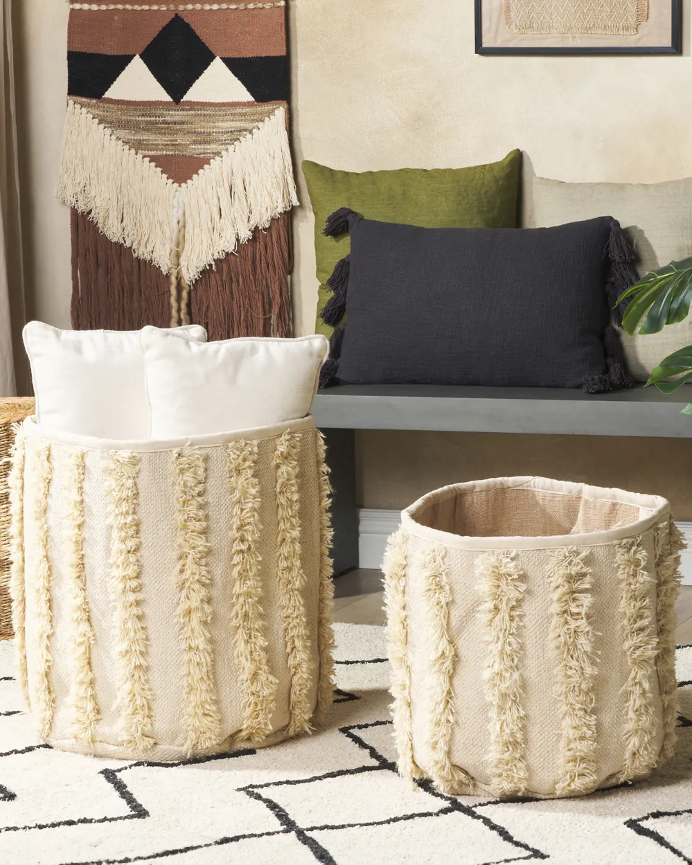 Aufbewahrungskorb 2er Set KAKKI Baumwolle Beige