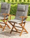 Set mit 2 Stühlen und Sitzkissen MAUI Akazienholz Grau