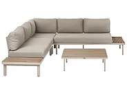 Garden Corner Sofa with Table 5 Seater FIVIZZANO Acacia Wood Beige_1159258