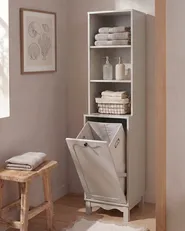 Badezimmerschrank PENON 38 cm mit Wäschekorb Hellbeige_1110094