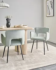 Esszimmerstuhl 2er Set SANILAC Samtstoff Hellblau_847115