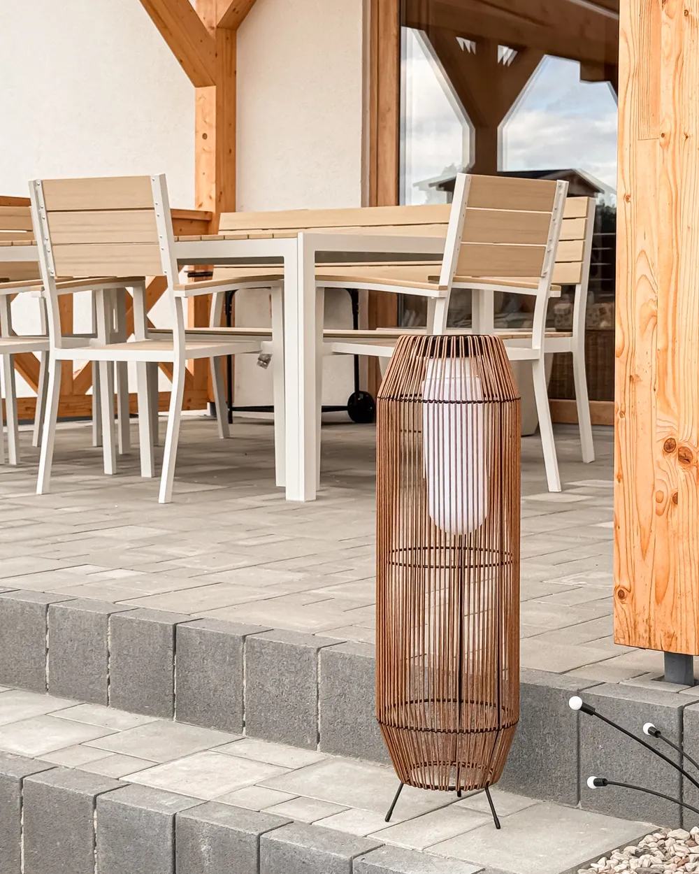 Solarbetriebene Laterne DONGWE 70 cm Naturfarben_1071452