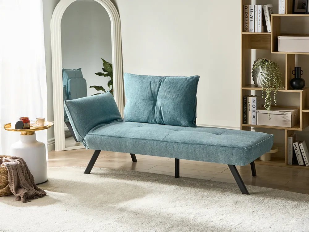 Linksseitige Chaiselongue ROCAMADOUR Stoff Hellblau