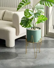 Blumentopf mit Beinen KALANDRA 29 cm Metall Dunkelgrün_804737