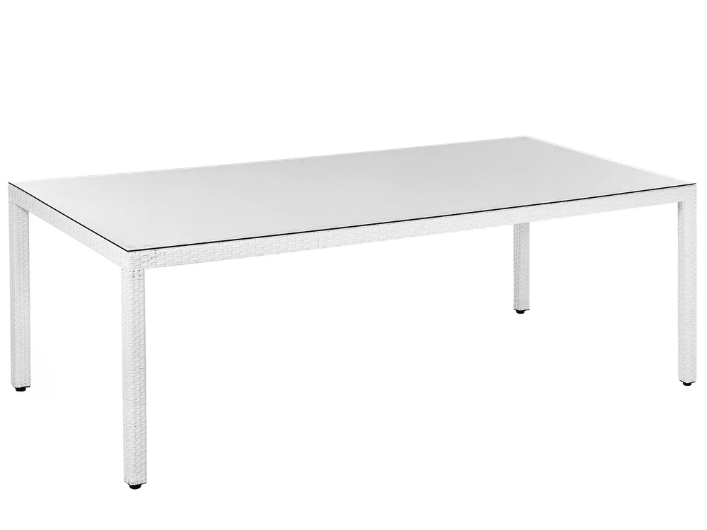 Gartentisch ITALY 220 cm 100 cm Glas Weiß