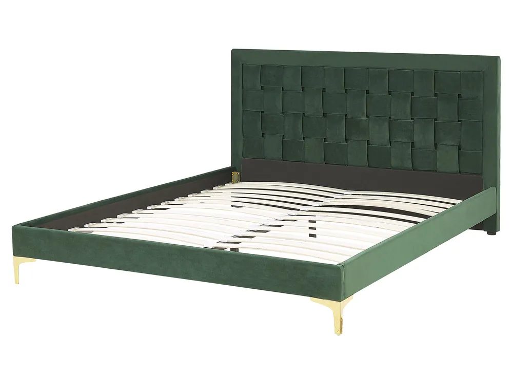 Bett mit Lattenrost Samtstoff LIMOUX 160 x 200 cm Dunkelgrün_775723