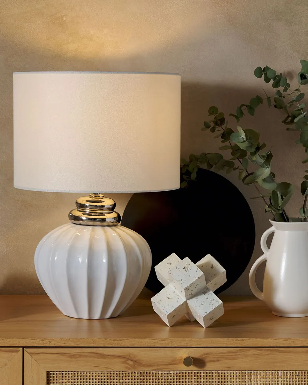 Tischlampe NERIS Keramik Cremeweiß