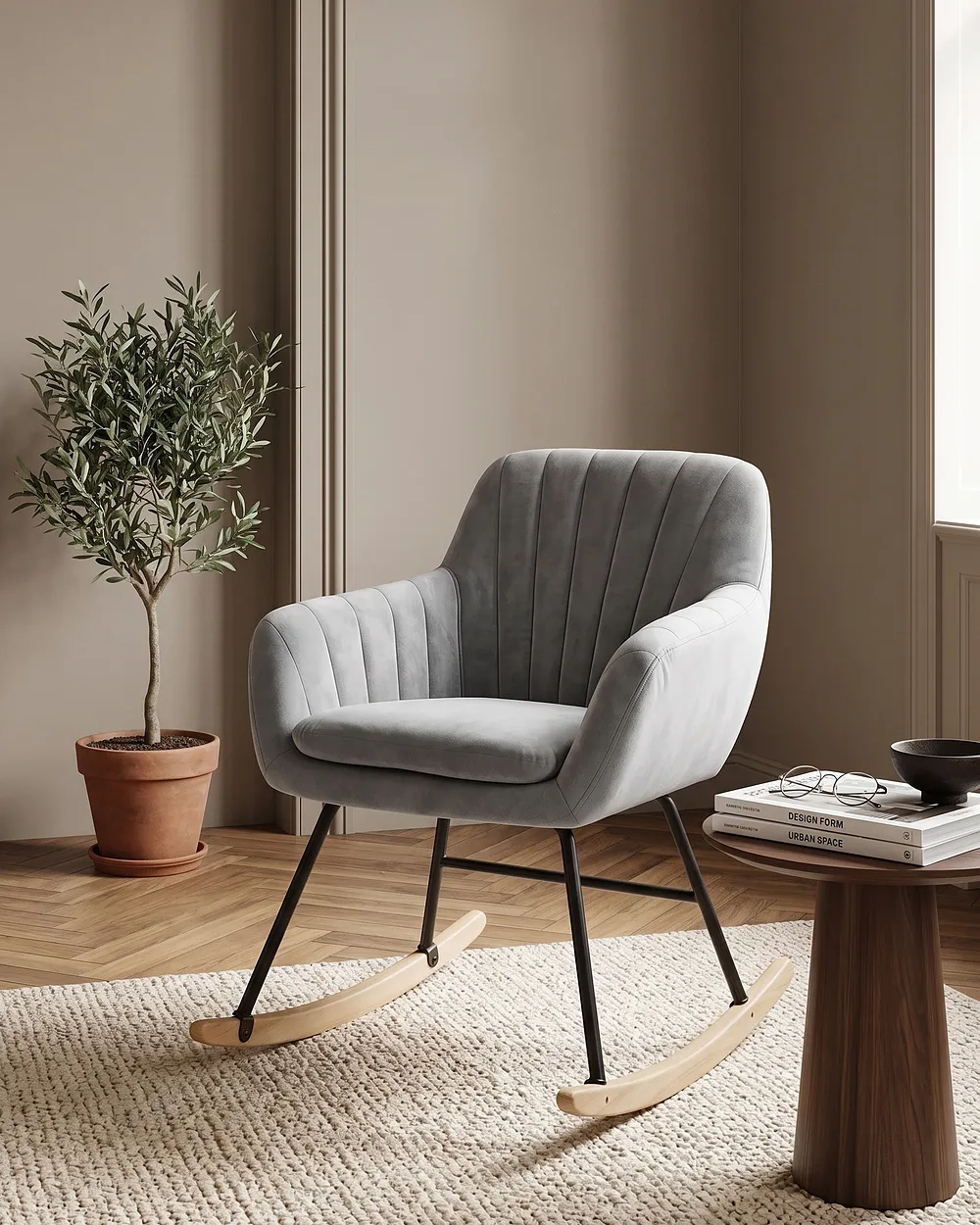 Rocking Chair LIARUM Velvet Grey_1151309
