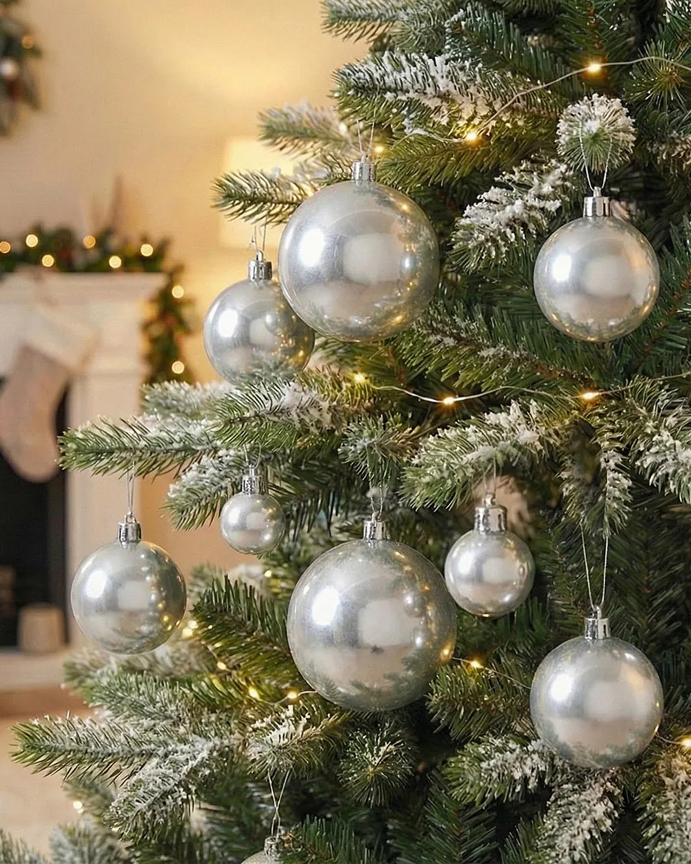 Weihnachtskugel 60er Set TINNSJA Silber