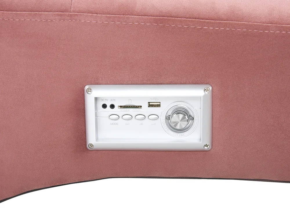 Chaiselongue SIMORRE mit Bluetooth-Lautsprecher Samtstoff Pastellrosa_823106