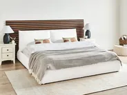 Bett mit Lattenrost Bouclé VINAY 180 x 200 cm Weiß_945856