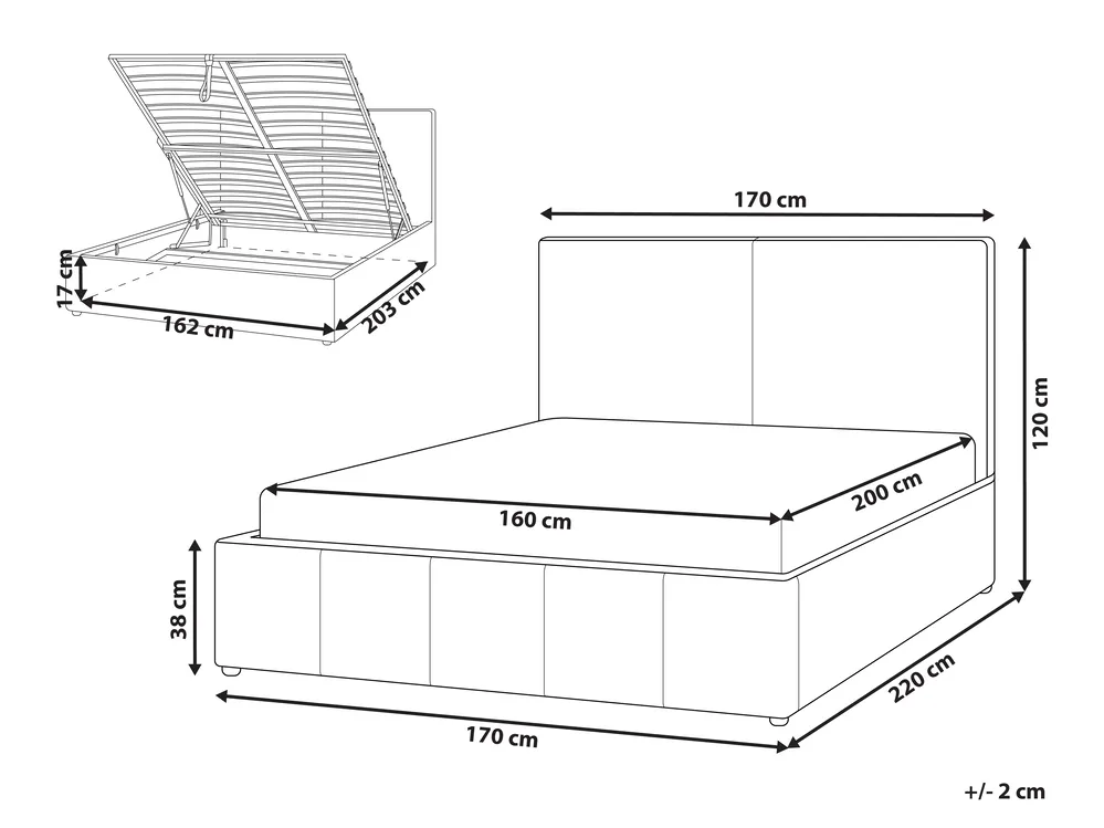 Bett mit Stauraum CASTELNAVET Stoff Taupe 160 x 200 cm_972916