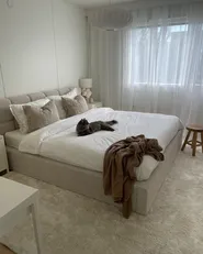 Ottoman Bed BASTON Boucle Light Beige 180 x 200 cm (EU Super King)_1034224