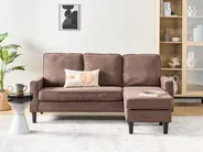 Sofa 3-Sitzer AVESTA mit Ottomane Stoff Braun_1082566