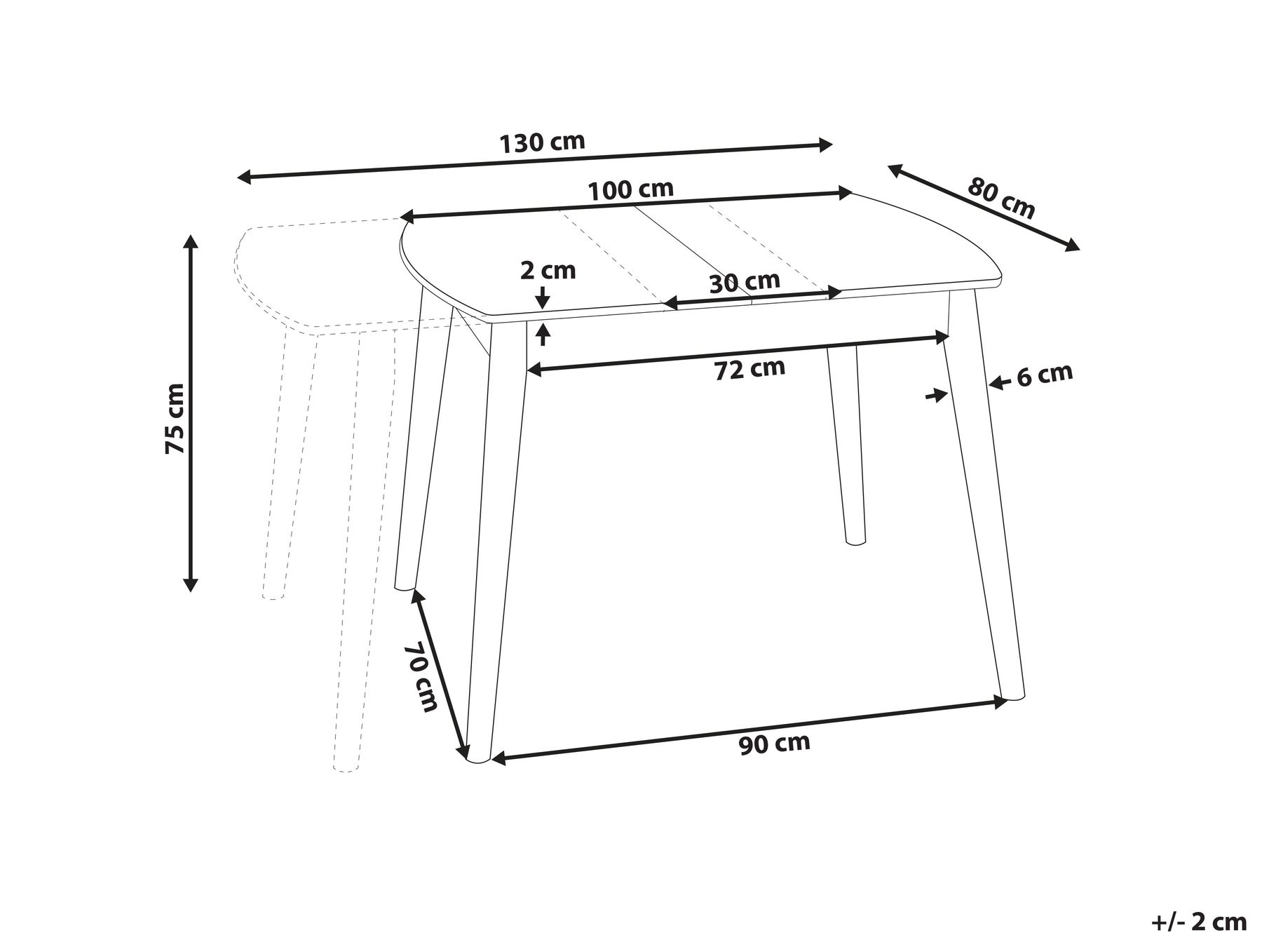Ausziehbarer Esstisch TOMS Dunkelbraun 100/130 cm 80 cm_826943